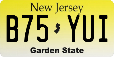 NJ license plate B75YUI