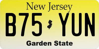 NJ license plate B75YUN