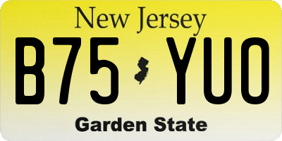NJ license plate B75YUO