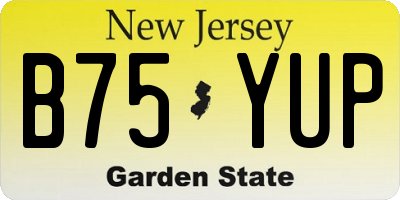 NJ license plate B75YUP