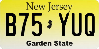 NJ license plate B75YUQ