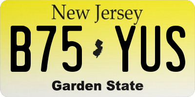 NJ license plate B75YUS