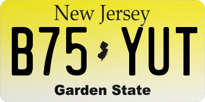 NJ license plate B75YUT