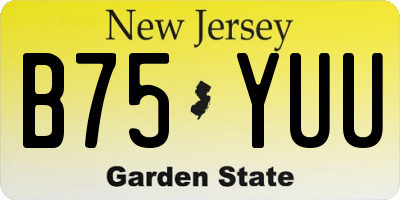 NJ license plate B75YUU