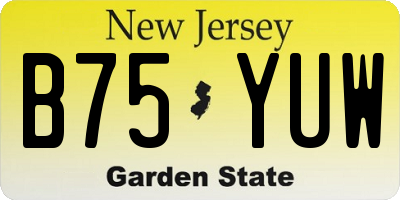 NJ license plate B75YUW