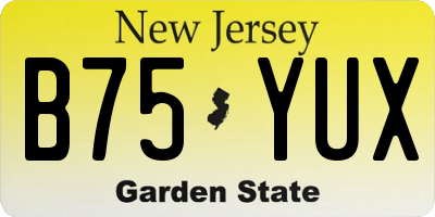 NJ license plate B75YUX