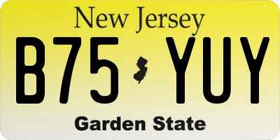 NJ license plate B75YUY