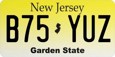NJ license plate B75YUZ