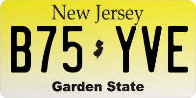 NJ license plate B75YVE