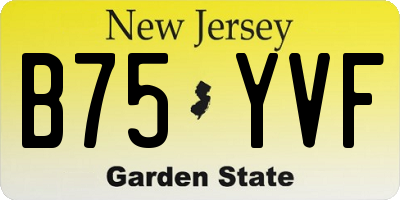NJ license plate B75YVF