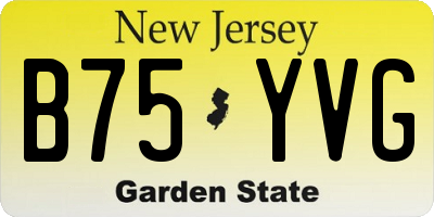 NJ license plate B75YVG