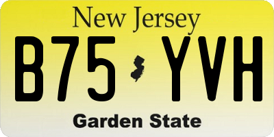 NJ license plate B75YVH