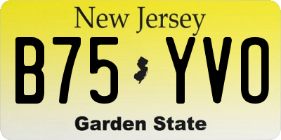 NJ license plate B75YVO