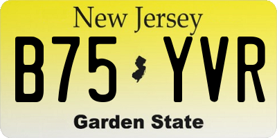 NJ license plate B75YVR