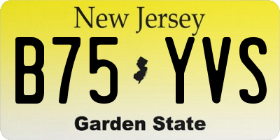 NJ license plate B75YVS