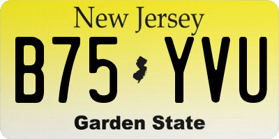 NJ license plate B75YVU