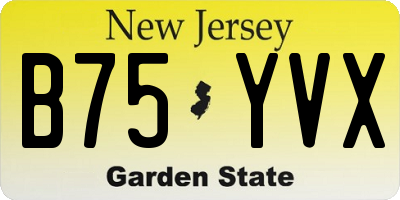 NJ license plate B75YVX