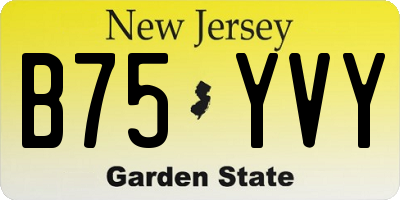 NJ license plate B75YVY
