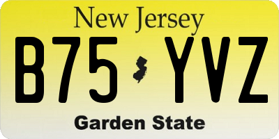 NJ license plate B75YVZ