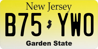 NJ license plate B75YWO