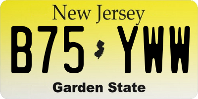 NJ license plate B75YWW