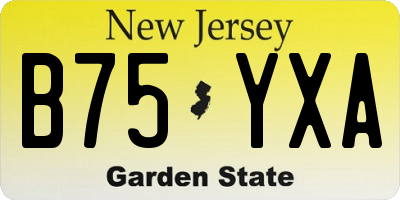 NJ license plate B75YXA