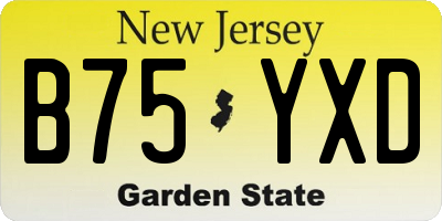 NJ license plate B75YXD