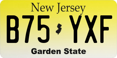 NJ license plate B75YXF
