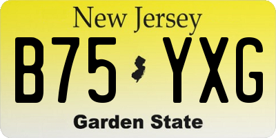 NJ license plate B75YXG