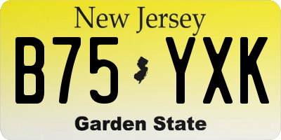 NJ license plate B75YXK