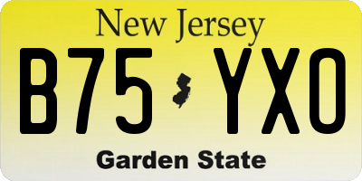 NJ license plate B75YXO