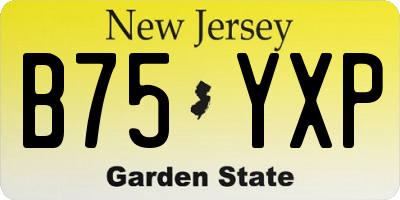 NJ license plate B75YXP