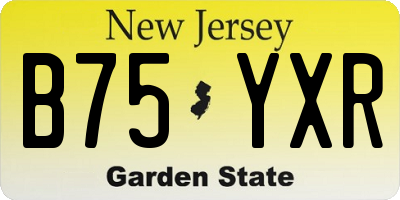 NJ license plate B75YXR