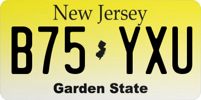 NJ license plate B75YXU
