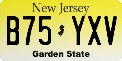 NJ license plate B75YXV