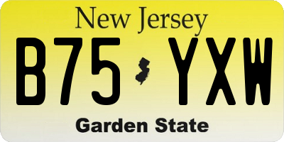 NJ license plate B75YXW