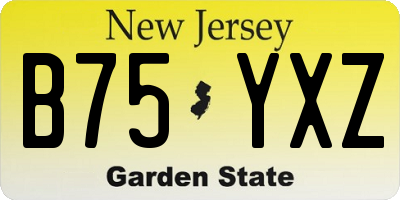 NJ license plate B75YXZ