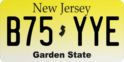 NJ license plate B75YYE