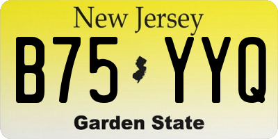 NJ license plate B75YYQ