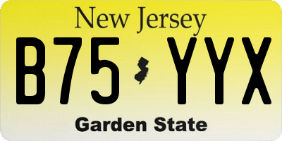 NJ license plate B75YYX