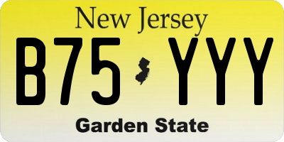NJ license plate B75YYY