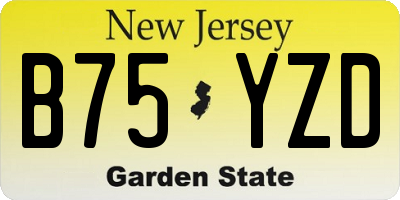 NJ license plate B75YZD