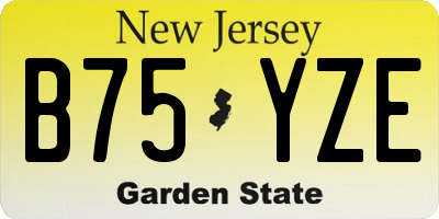 NJ license plate B75YZE