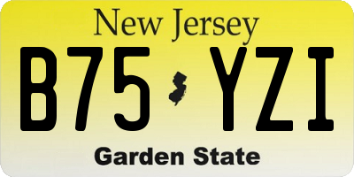 NJ license plate B75YZI