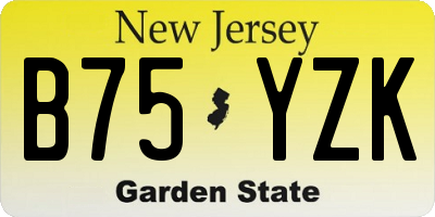 NJ license plate B75YZK
