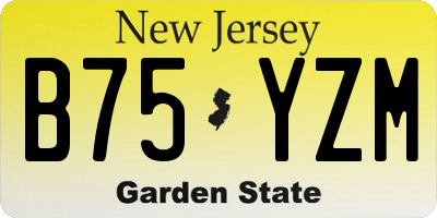 NJ license plate B75YZM