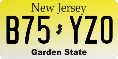 NJ license plate B75YZO