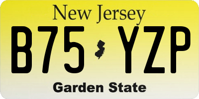 NJ license plate B75YZP
