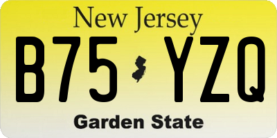 NJ license plate B75YZQ