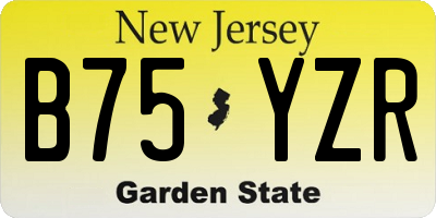 NJ license plate B75YZR